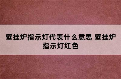 壁挂炉指示灯代表什么意思 壁挂炉指示灯红色